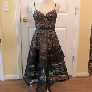 Self-Portrait Black Lace Midi Dress with Nude Lining